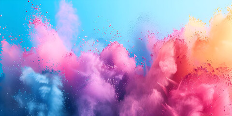 Vibrant Colored Powder Explosion on Solid Background, Dynamic Colored Powder Burst, Colored Powder Explosion - Ai Generated