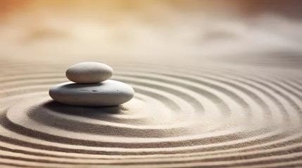 Ingelijste posters Zen stones with lines on the sand. Spa therapie and meditation concept © Ziyan
