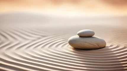 Gartenposter Zen stones with lines on the sand. Spa therapie and meditation concept © Ziyan