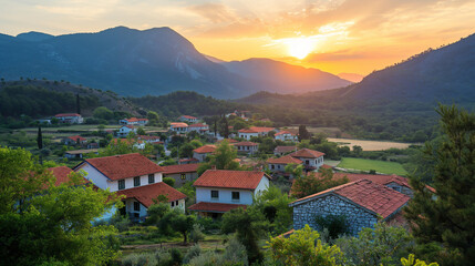 Fototapeta premium village in the mountains