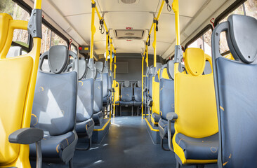 Interior of a bus on display at Nineteenth Edition of Bus Brasil Fest 2023 show, held in the city...