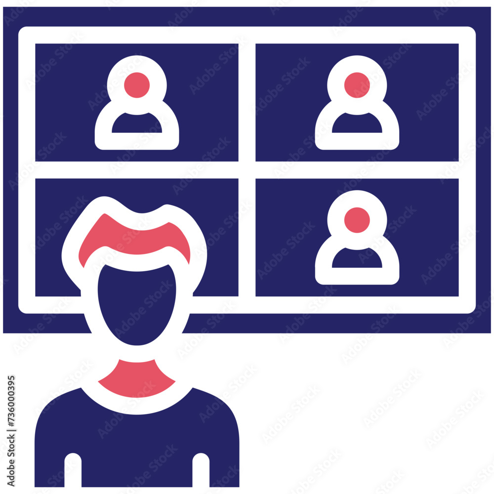 Wall mural video conference icon vector icon illustration of networking and data sharing iconset.