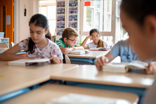Group of students paying attention to their teacher answering questions