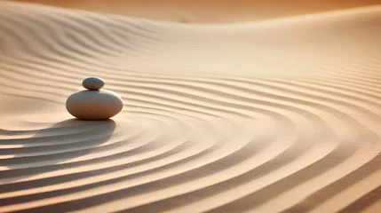 Papier Peint photo Pierres dans le sable Zen stones with lines on the sand. Spa therapie and meditation concept