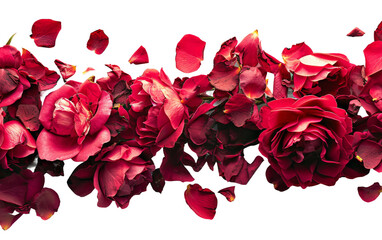 Beautiful Rose Petal Composition on white background