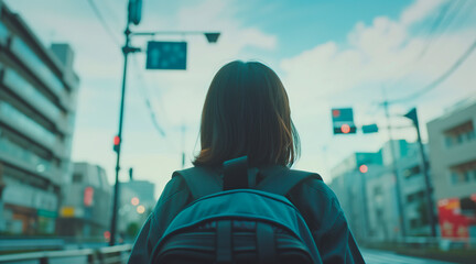 portrait of person travelling, film still from an e-commerce commercial