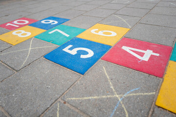 hop scotch numbers in a public park