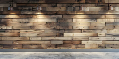 Natural Wooden Wall Background with Soft Lighting, Softly Illuminated Wooden Wall Background - Ai Generated