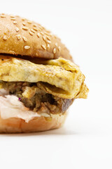 Egg Burger on white background