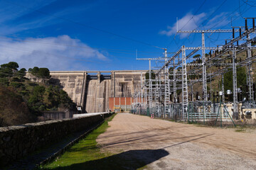 Fototapeta na wymiar hydroelectric power plant, dam, river, water, technology, device