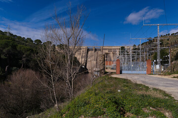 Fototapeta na wymiar hydroelectric power plant, dam, river, water, technology, device