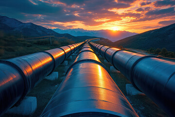 Industrial Power: Steel Pipeline, Fueling the Future - obrazy, fototapety, plakaty