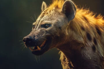 Tuinposter Portrait of an angry hyena with an open mouth. © Yuliia