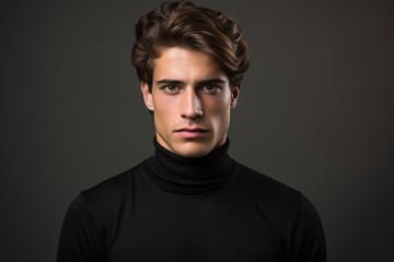 Naklejka premium Handsome Man in Black Turtleneck Portrait