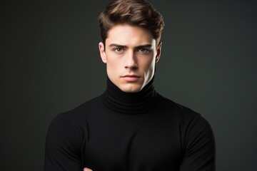 Obraz premium Handsome Man in Black Turtleneck Portrait