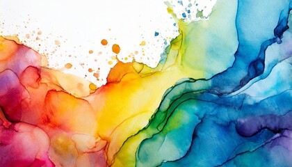 rainbow watercolor banner background on white pure vibrant watercolor colors creative paint gradients fluids splashes spray and stains abstract background - obrazy, fototapety, plakaty
