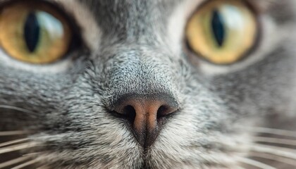 nose of a gray cat macro