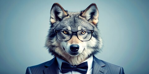 Fototapeta premium Generative AI illustration of stylish funny wolf 