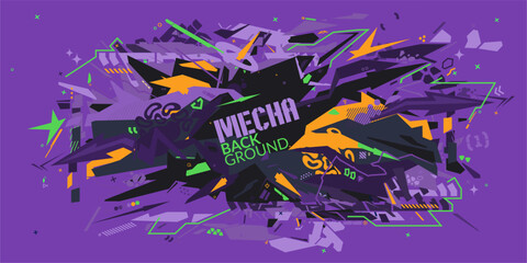 Abstract Urban Neon Futuristic Geometric Graffiti Street Art Style Vector Background