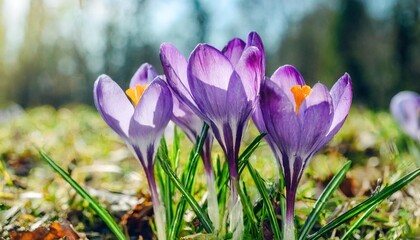 violet spring crocuses