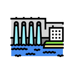 hydro station hydroelectric power color icon vector. hydro station hydroelectric power sign. isolated symbol illustration