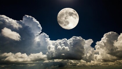 Naklejka na ściany i meble full moon and eerie white clouds against a black night sky