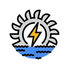 Obraz premium hydroelectric power color icon vector. hydroelectric power sign. isolated symbol illustration