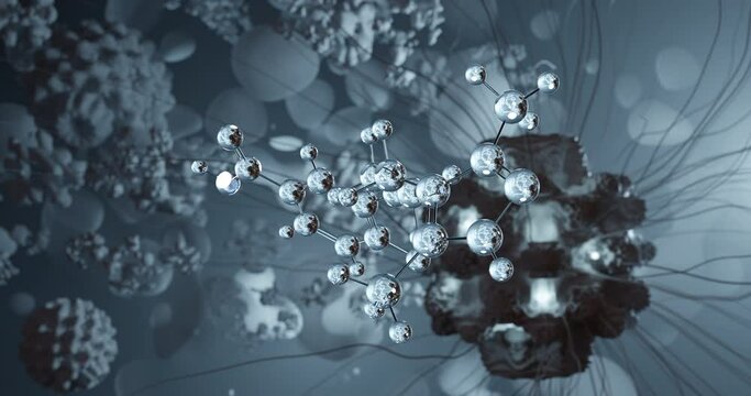 Acoramidis rotating 3d molecule, molecular structure of transthyretin stabilizer, seamless video