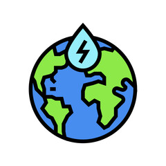 hydroelectricity globe hydroelectric power color icon vector. hydroelectricity globe hydroelectric power sign. isolated symbol illustration