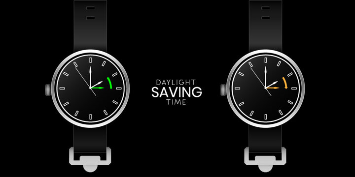Daylight Saving Time concept With Clock Design, Poster Or Banner Background.