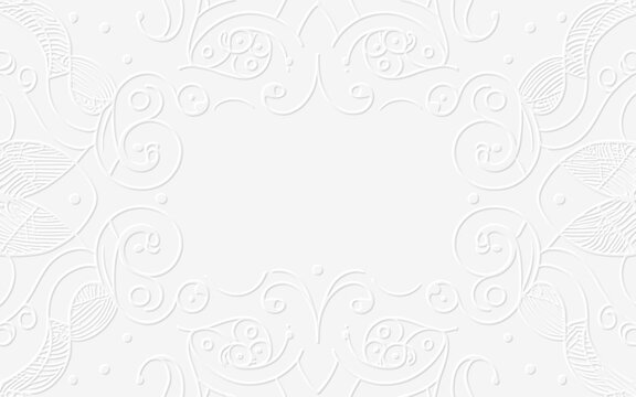 Embossed image of beautiful curves on a white paper.