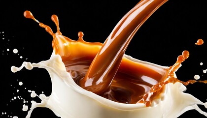 caramel splash milk sauce chocolate liquid background cream explosion png toffee food falling...