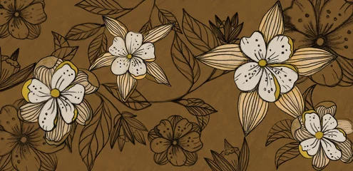 Türaufkleber Seamless pattern   exotic forest. Colorful Fabric floral pattern vintage . © Nattida