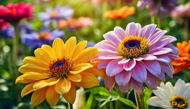 colorful flowers hd 8k wallpaper stock photographic image