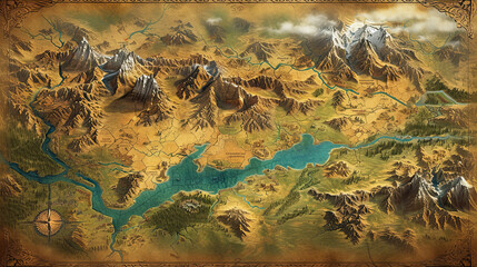 Illustration of a RPG game map. - obrazy, fototapety, plakaty