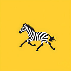 A logo illustration of a running zebra on a yellow background. Created with generative AI.