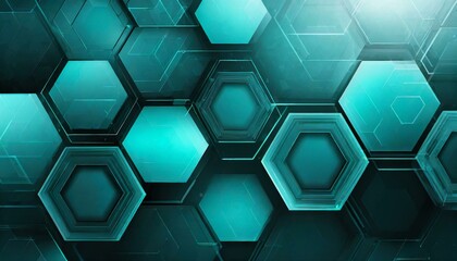Tech Hexagons: A Dark Turquoise Abstract