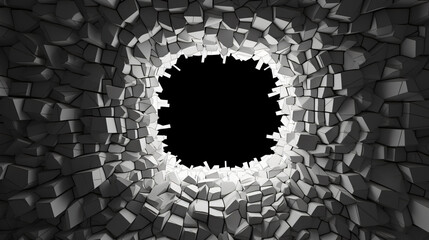 Hole in the black brick wall
