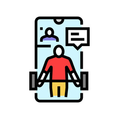 remote fitness coaching color icon vector. remote fitness coaching sign. isolated symbol illustration