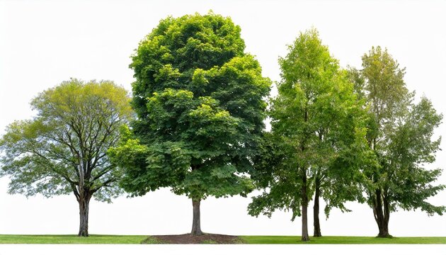 set of 5 big medium and small trees sycamore platanus trees isolated png on a transparent background perfectly cutout
