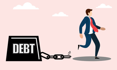 Happy person becoming Debt Free, Person escaping debt, freedom from outstanding house or car debt, Debt Freedom Concept