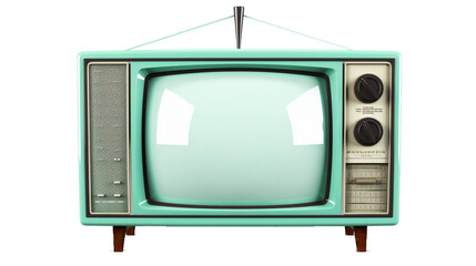 Classic Mint Green Vintage Television: Isolated on a Transparent Backdrop