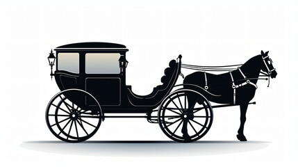 Fototapeta na wymiar Horse carriage silhouette isolated on white
