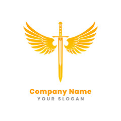 sword with wings logo template vector