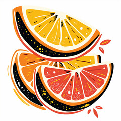 Tattoo design in flat vector style - abstract citrus slices in vibrant orange and yellow tones - obrazy, fototapety, plakaty