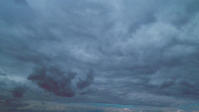 Gloomy Grey Clouds. Cumulus Clouds Moves In Sky. Dark Huge Cloud Sky Black Stormy Cloud.