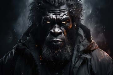 A aggressive man gorilla concept Generative AI - obrazy, fototapety, plakaty