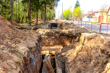 Replacement of pipes, communications, the excavated trench
