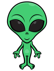 Funny Green Alien cartoon characters standing. best for mascot, sticker, and logo with extraterrestrial themes