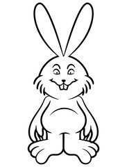 Fototapeta premium Cartoon illustration of Funny Rabbit standing. Best for sticker, logo, outline, tattoo, coloring book, and mascot with animal themes